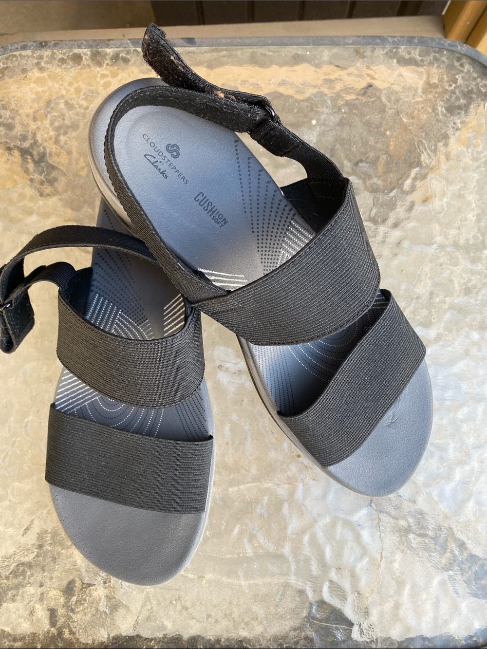 Clarks Black Cloudsteppers Elastic Strap Sandals
